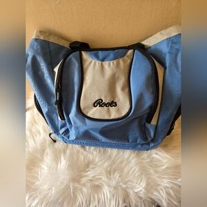 Roots Travel Bag Blue, Black and Gray Canvas With Pockets and Zipper